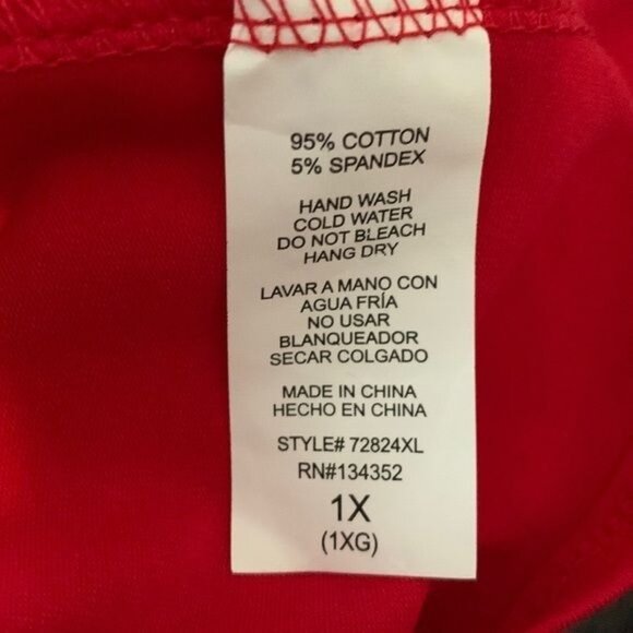 Sleeveless Ambiance Red Top 1X 95% Cotton & 5% Spandex Made In China - Picture 3 of 6